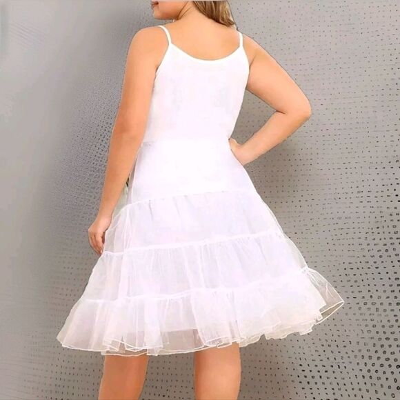 NWT Pinup Fashion Women Elastic Waist Petticoat Puffy Tutu Tulle Skirt White, XL - Picture 1 of 5